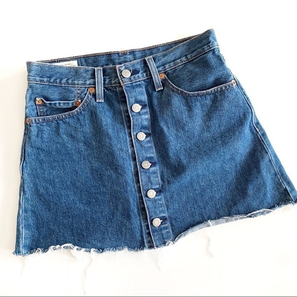 Levi’s Mile High Button Front Mini Skirt 27 - Picture 2 of 7
